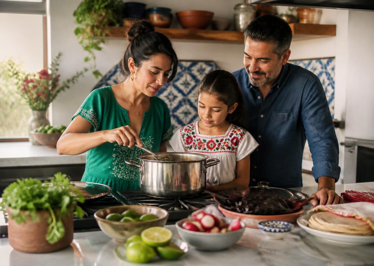 Familia argentina cocinando en casa con una olla Tramontina